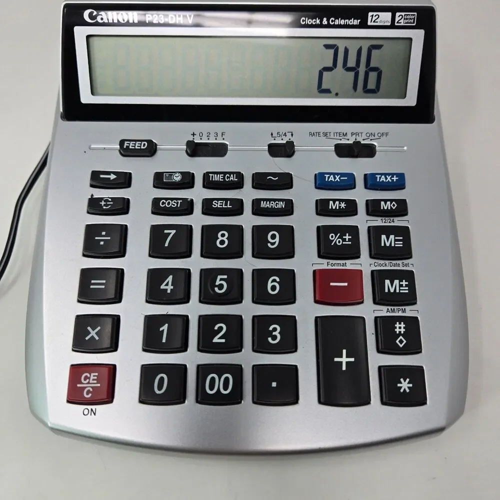 Canon P23-DH V Printing Calculator w/ 2 Rolls Paper Ink AC Adapter Tested Works